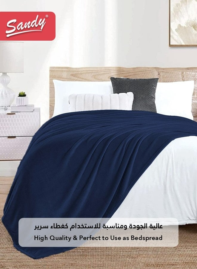 Sandy Lightweight Bedding Blanket, Single Size 220 x 170 cm, High Quality and Super Soft All Season Fleece Blanket, Optimal for Bed, Sofa, Couch and Home Decorations, Dark Blue - Image 4